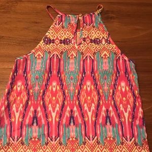 Hot pink ikat print tank top